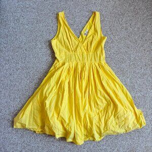 Aryeh Yellow Flared Summer Cotton Dress Women L